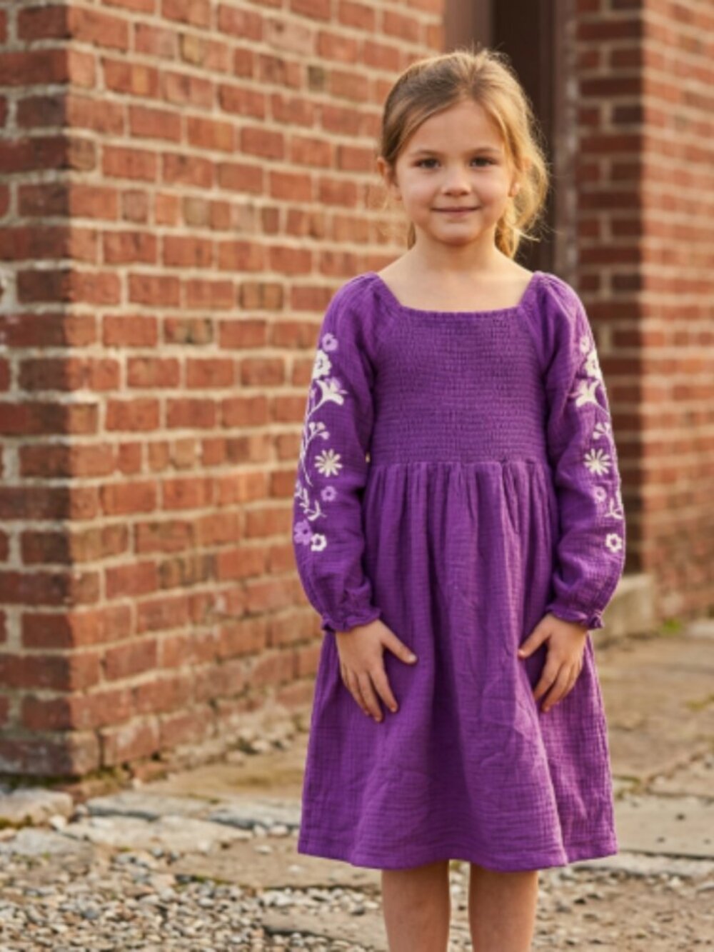 ZAC Kids Purple Dress with Embroidery
